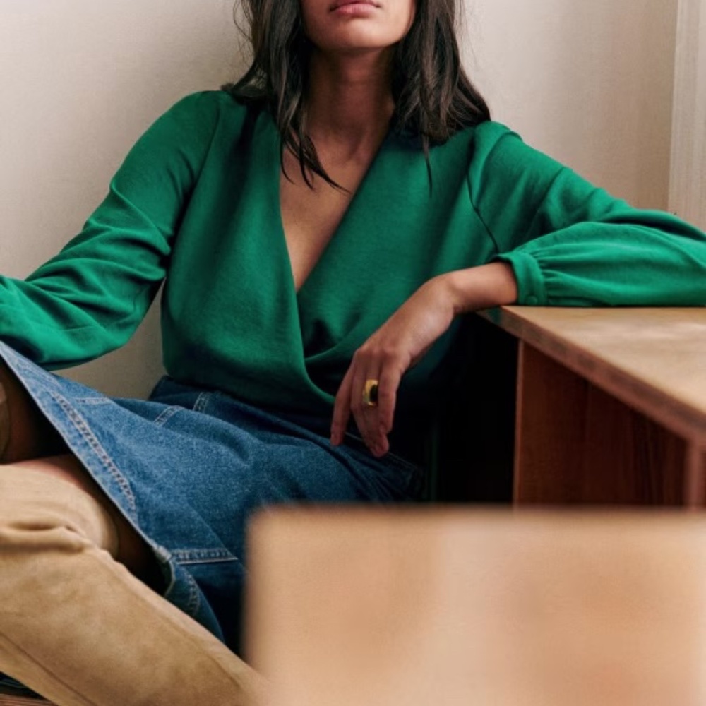 Sezane Green Blouse